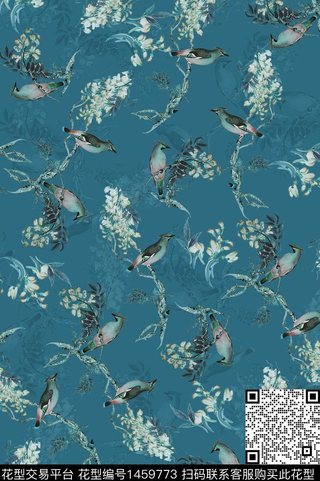 鸟花卉大牌风数码印花华亿平台下载（图片编号: 1459773） - 瓦栏（Walan）