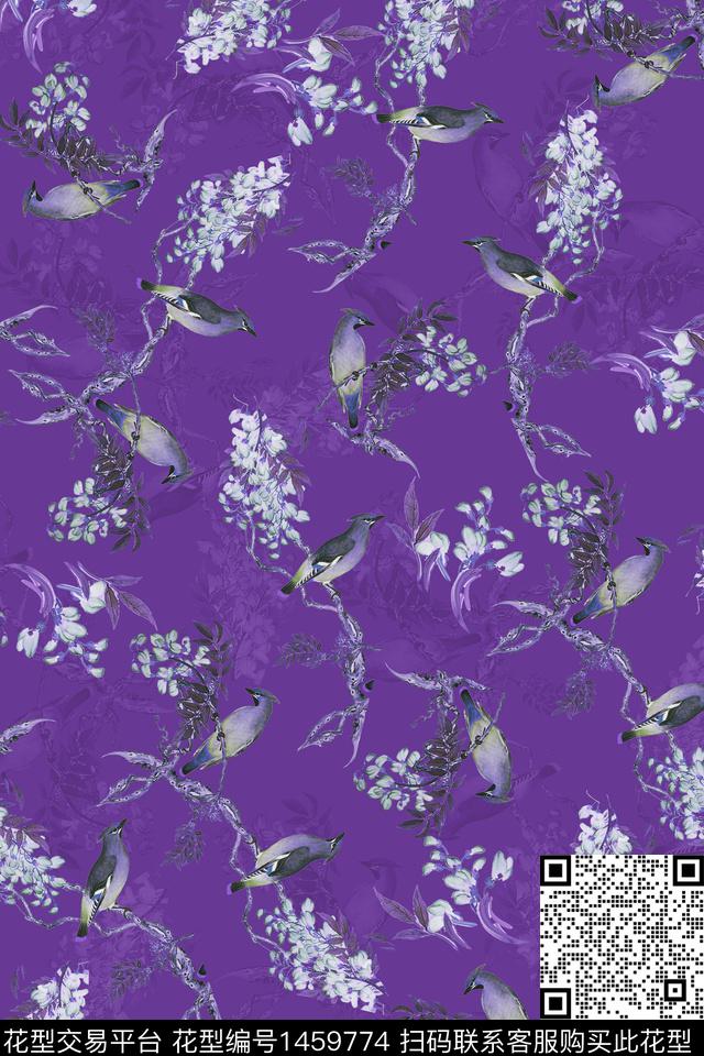 鸟花卉大牌风数码印花华亿平台下载（图片编号: 1459774） - 瓦栏（Walan）