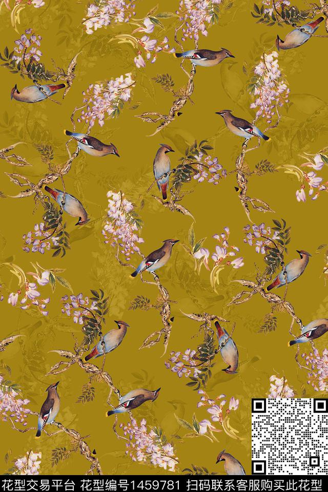鸟花卉大牌风数码印花华亿平台下载（图片编号: 1459781） - 瓦栏（Walan）