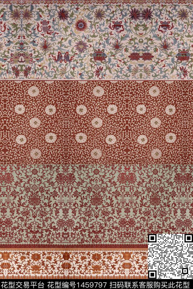 民族风条纹复古数码印花华亿平台下载（图片编号: 1459797） - 瓦栏（Walan）