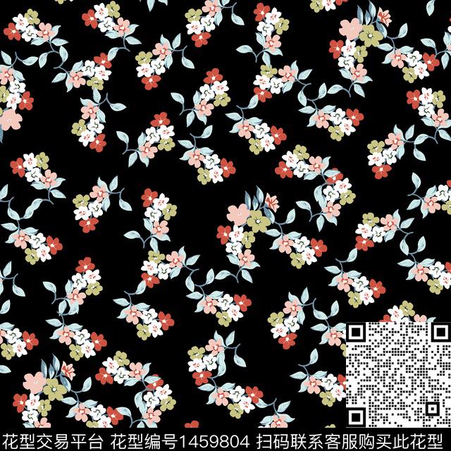 花卉满版散花传统华亿平台传统印花华亿平台下载（图片编号: 1459804） - 瓦栏（Walan）