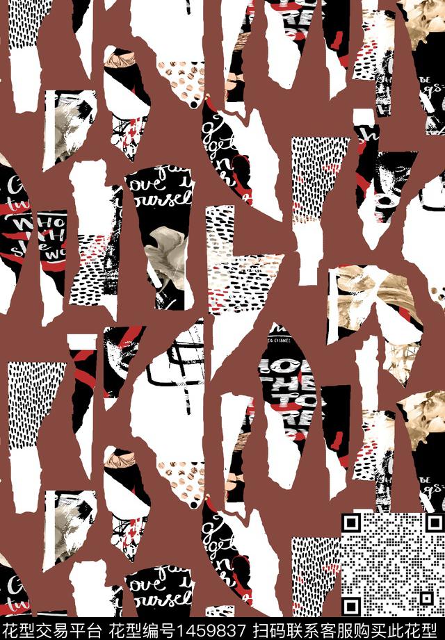 几何字母抽象男装数码印花华亿平台下载（图片编号: 1459837） - 瓦栏（Walan）