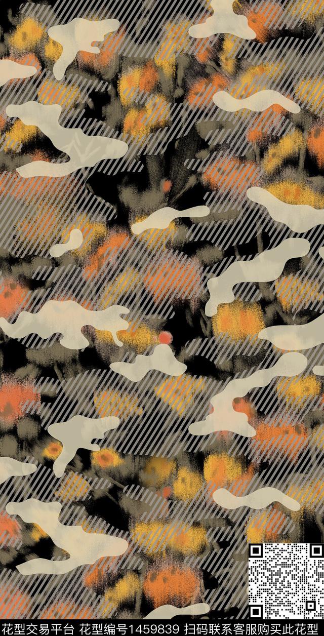 几何几何花卉大牌风数码印花华亿平台下载（图片编号: 1459839） - 瓦栏（Walan）