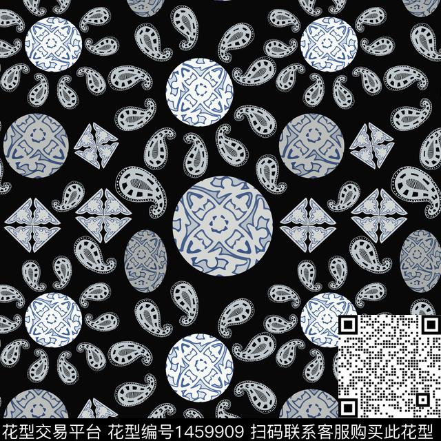 圆形民族风佩斯利图案传统印花华亿平台下载（图片编号: 1459909） - 瓦栏（Walan）