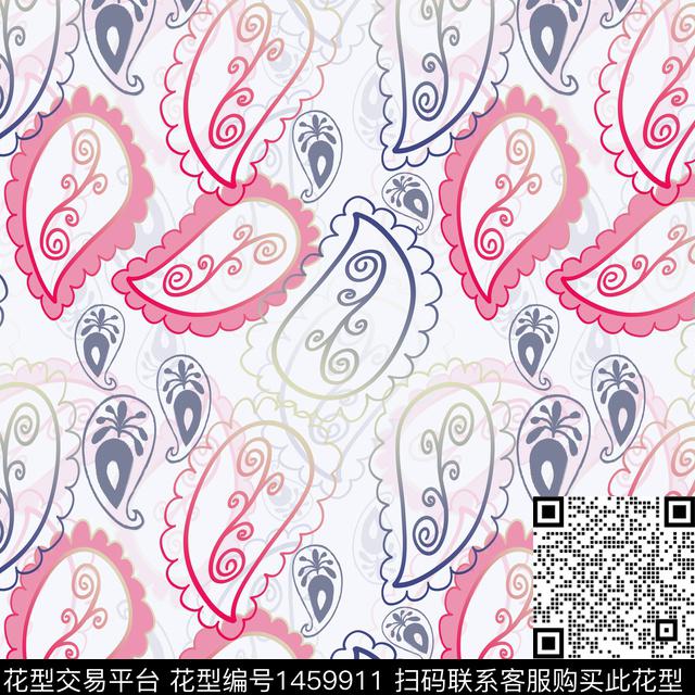 民族风佩斯利图案渐变色彩数码印花华亿平台下载（图片编号: 1459911） - 瓦栏（Walan）