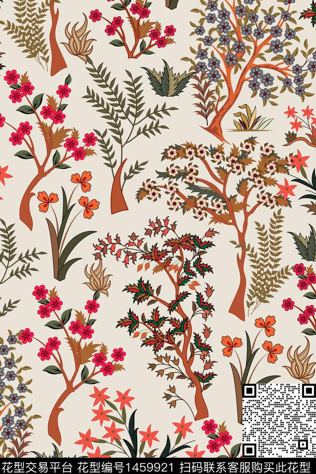 植物真丝小碎花数码印花华亿平台下载（图片编号: 1459921） - 瓦栏（Walan）