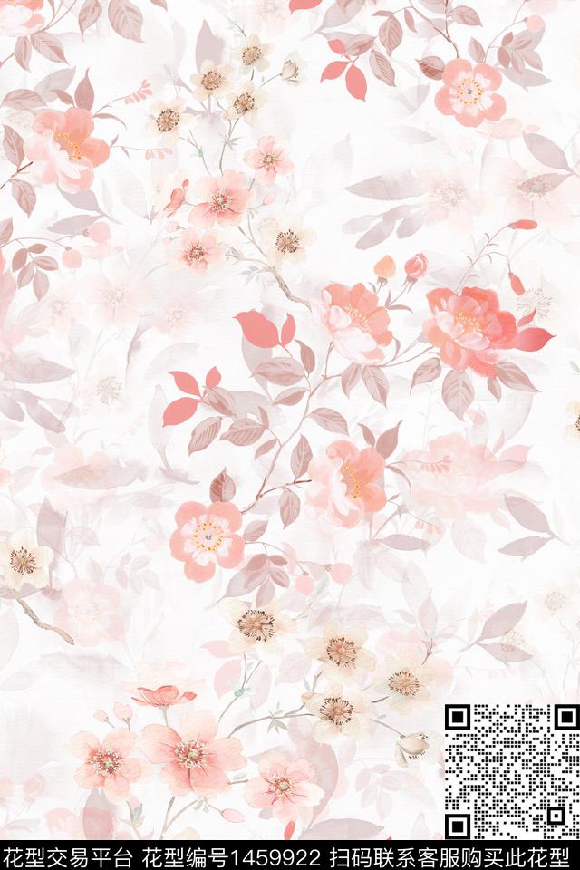 花卉小清新真丝数码印花华亿平台下载（图片编号: 1459922） - 瓦栏（Walan）