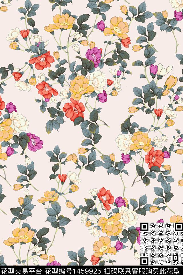 花卉真丝小碎花数码印花华亿平台下载（图片编号: 1459925） - 瓦栏（Walan）