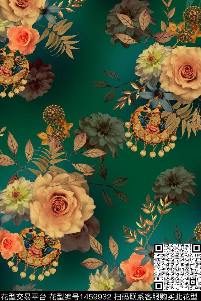 纸印花民族风花卉数码印花华亿平台下载（图片编号: 1459932） - 瓦栏（Walan）