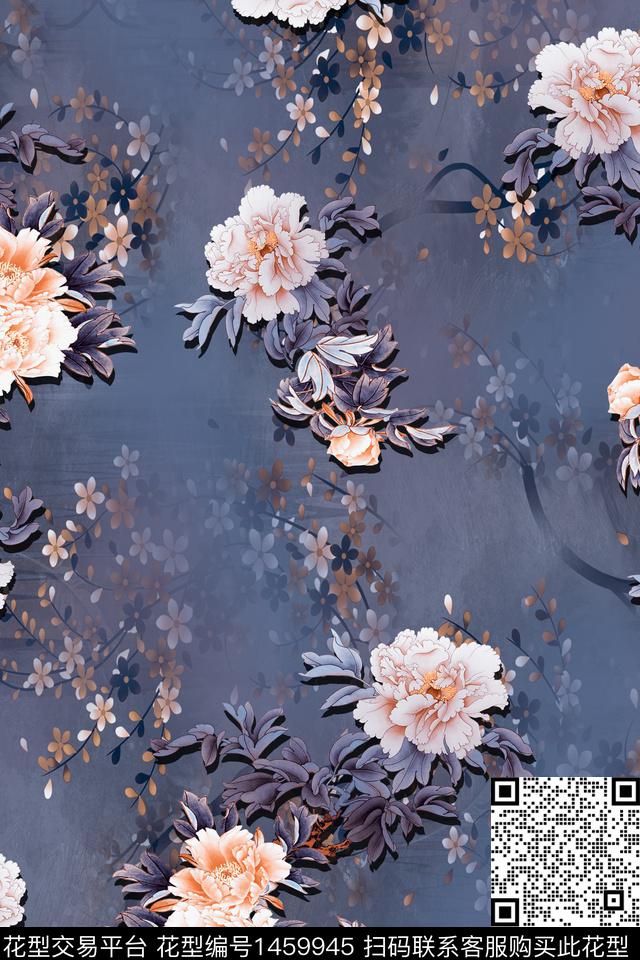 中国风真丝香云纱数码印花华亿平台下载（图片编号: 1459945） - 瓦栏（Walan）