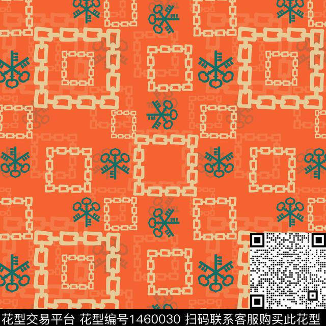 格子钥匙大牌风传统印花华亿平台下载（图片编号: 1460030） - 瓦栏（Walan）