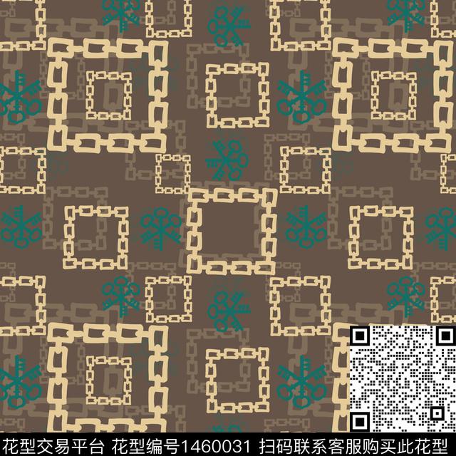 格子钥匙大牌风传统印花华亿平台下载（图片编号: 1460031） - 瓦栏（Walan）