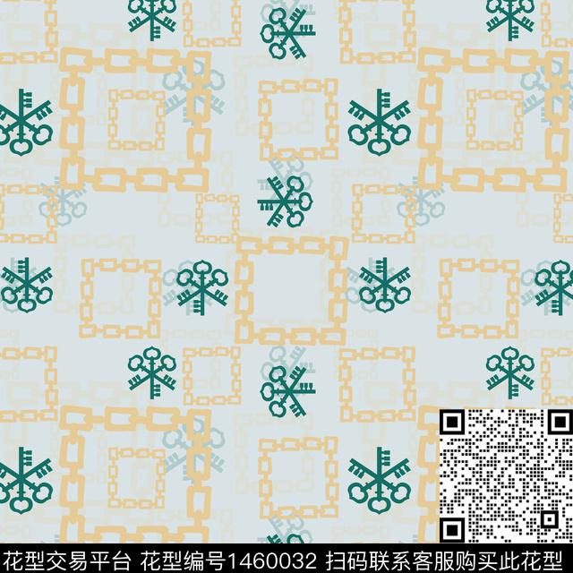 格子钥匙大牌风传统印花华亿平台下载（图片编号: 1460032） - 瓦栏（Walan）