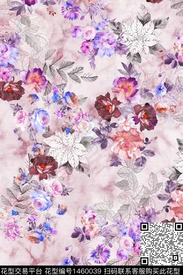 花卉小清新真丝数码印花华亿平台下载（图片编号: 1460039） - 瓦栏（Walan）