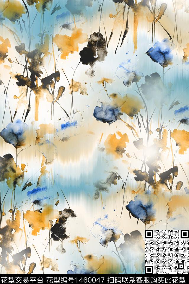 扎染华亿平台花卉真丝数码印花华亿平台下载（图片编号: 1460047） - 瓦栏（Walan）