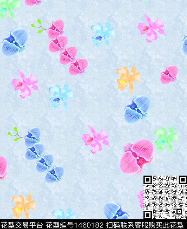 花卉手绘花卉纹理底数码印花华亿平台下载（图片编号: 1460182） - 瓦栏（Walan）