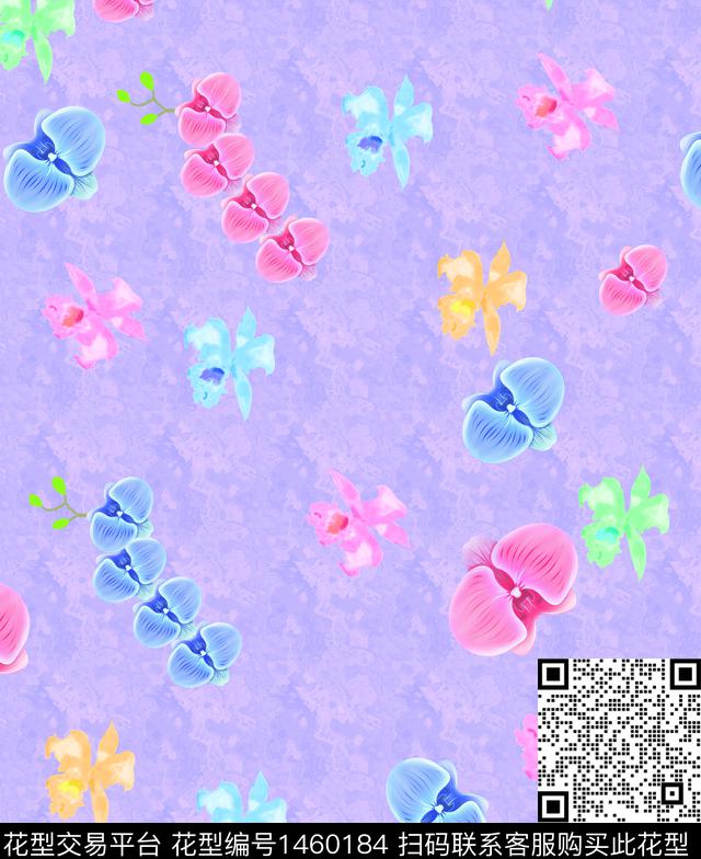 花卉手绘花卉纹理底数码印花华亿平台下载（图片编号: 1460184） - 瓦栏（Walan）