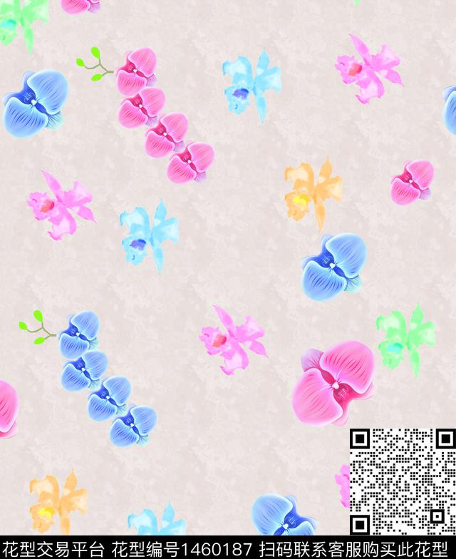 花卉手绘花卉纹理底数码印花华亿平台下载（图片编号: 1460187） - 瓦栏（Walan）