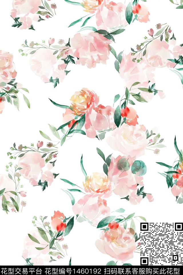 清爽底花卉花卉大牌风数码印花华亿平台下载（图片编号: 1460192） - 瓦栏（Walan）