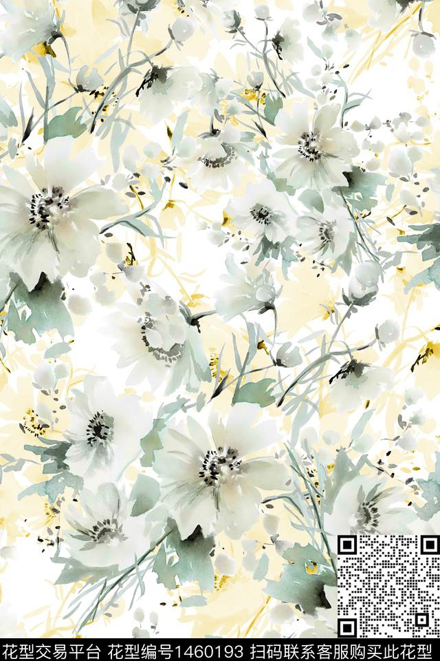 绿植树叶清爽底花卉花卉数码印花华亿平台下载（图片编号: 1460193） - 瓦栏（Walan）