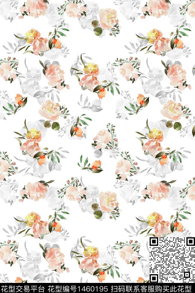 清爽底花卉花卉大牌风数码印花华亿平台下载（图片编号: 1460195） - 瓦栏（Walan）