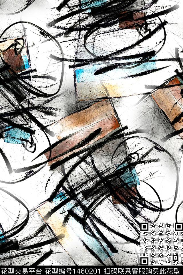 肌理抽象花卉大牌风数码印花华亿平台下载（图片编号: 1460201） - 瓦栏（Walan）
