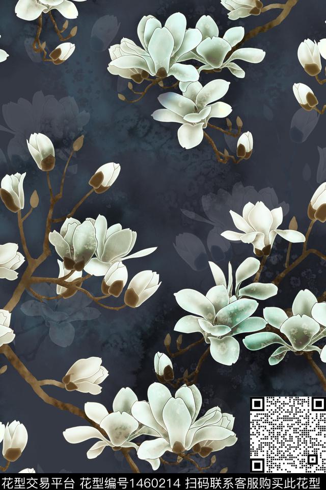玉兰花女装花卉数码印花华亿平台下载（图片编号: 1460214） - 瓦栏（Walan）