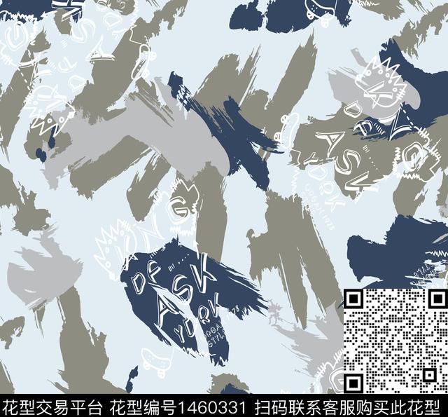 字母几何男装数码印花华亿平台下载（图片编号: 1460331） - 瓦栏（Walan）