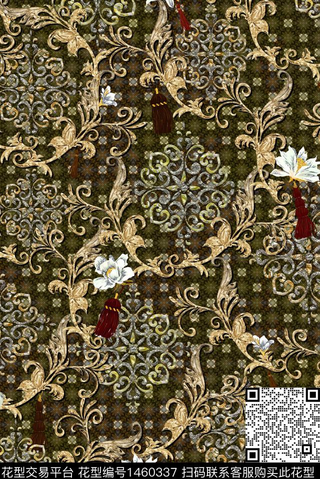 复古民族风抽象数码印花华亿平台下载（图片编号: 1460337） - 瓦栏（Walan）