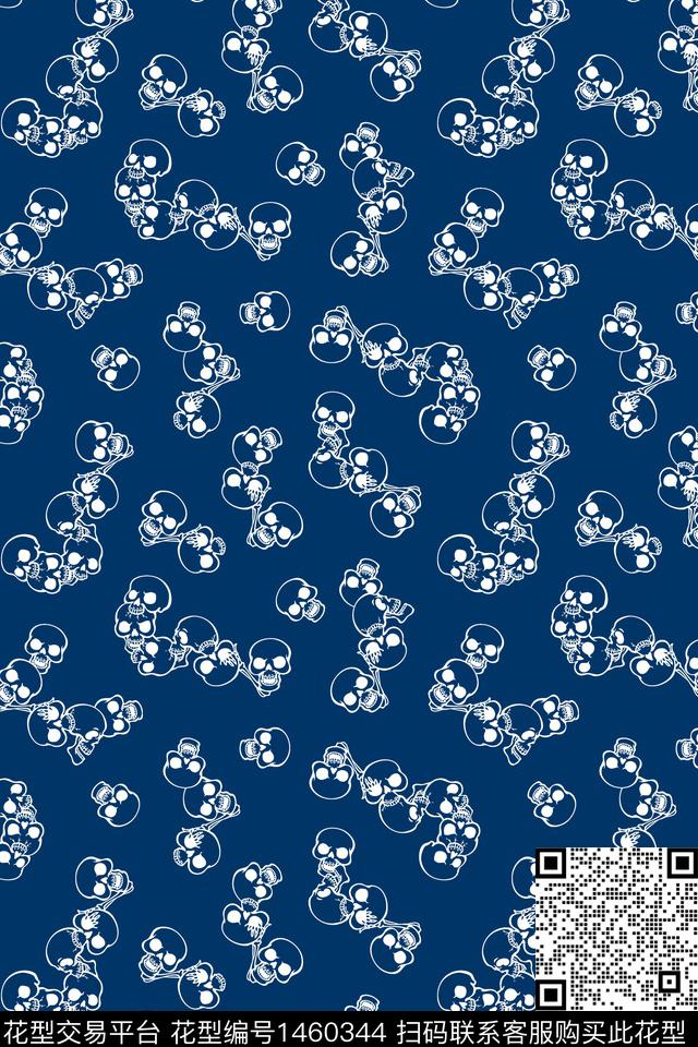 趣味骷髅几何数码印花华亿平台下载（图片编号: 1460344） - 瓦栏（Walan）
