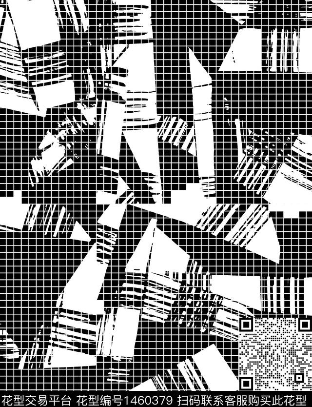 字母几何格子数码印花华亿平台下载（图片编号: 1460379） - 瓦栏（Walan）