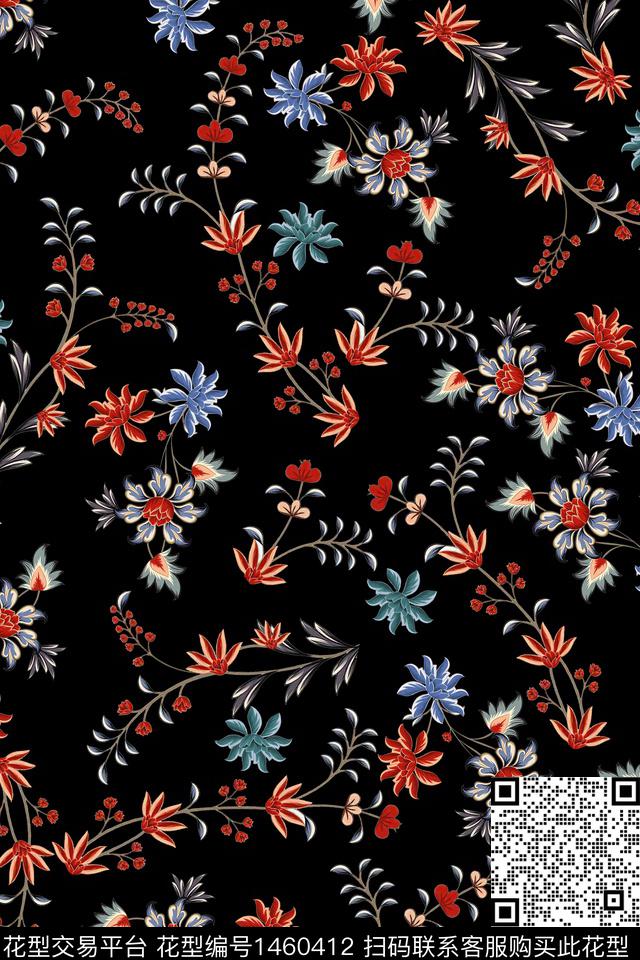 佩斯利民族风花卉数码印花华亿平台下载（图片编号: 1460412） - 瓦栏（Walan）