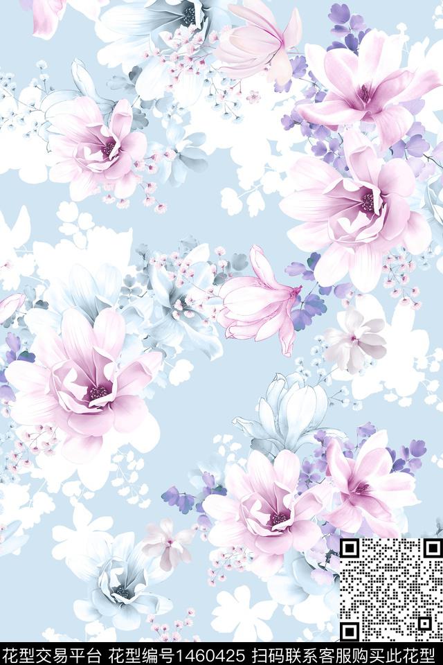 水彩绿植树叶大牌风数码印花华亿平台下载（图片编号: 1460425） - 瓦栏（Walan）