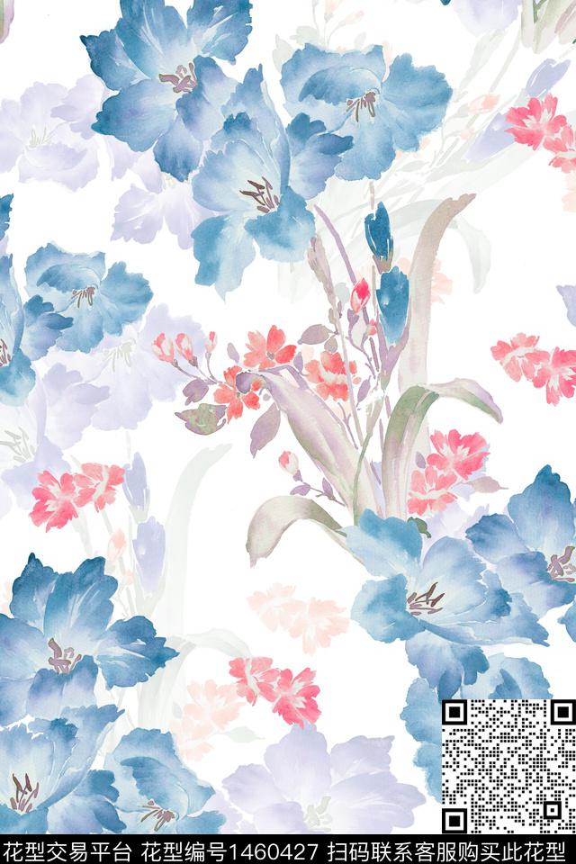 水彩绿植树叶大牌风数码印花华亿平台下载（图片编号: 1460427） - 瓦栏（Walan）