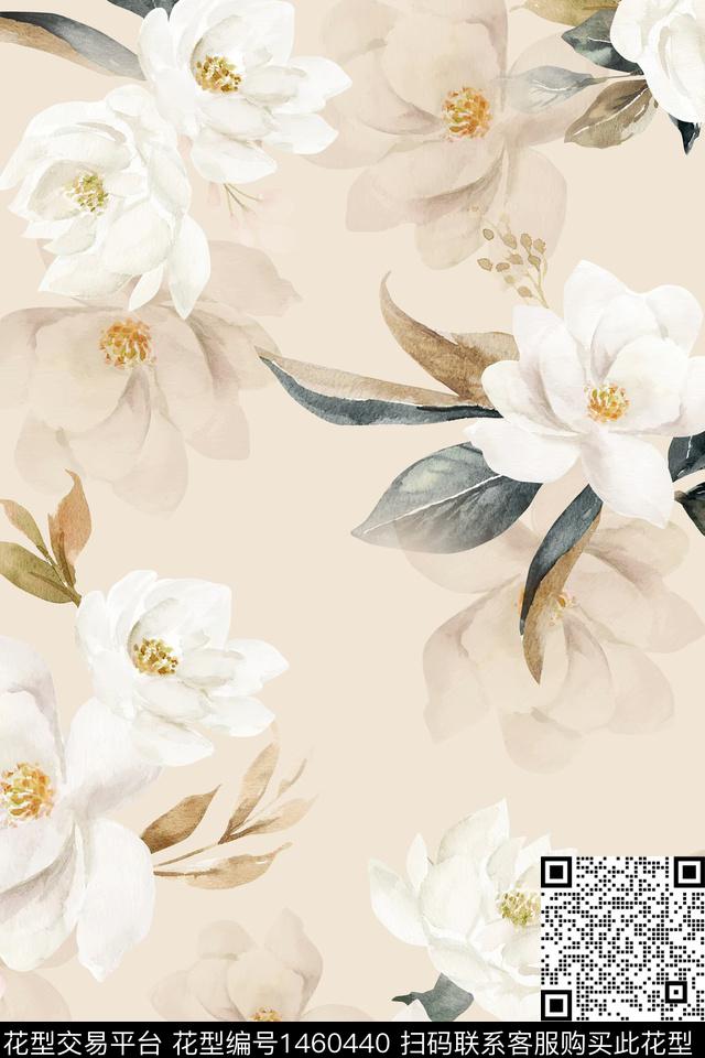 清爽底花卉花卉大牌风数码印花华亿平台下载（图片编号: 1460440） - 瓦栏（Walan）
