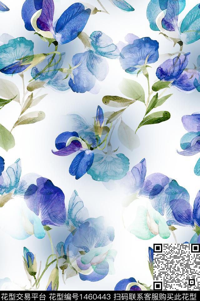清爽底花卉花卉大牌风数码印花华亿平台下载（图片编号: 1460443） - 瓦栏（Walan）