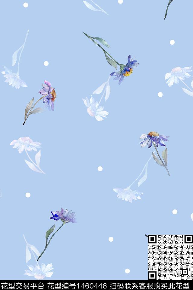 清爽底花卉花卉大牌风数码印花华亿平台下载（图片编号: 1460446） - 瓦栏（Walan）