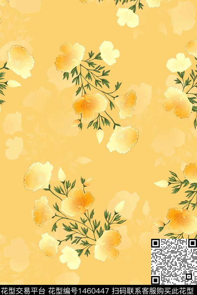 清爽底花卉花卉大牌风数码印花华亿平台下载（图片编号: 1460447） - 瓦栏（Walan）