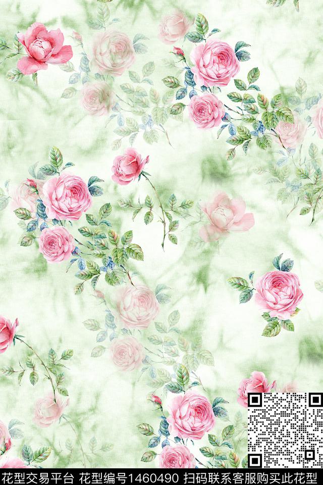 花卉小清新真丝数码印花华亿平台下载（图片编号: 1460490） - 瓦栏（Walan）