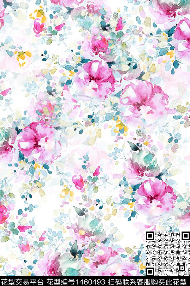 花卉小清新真丝数码印花华亿平台下载（图片编号: 1460493） - 瓦栏（Walan）