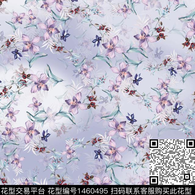 花卉小清新真丝数码印花华亿平台下载（图片编号: 1460495） - 瓦栏（Walan）