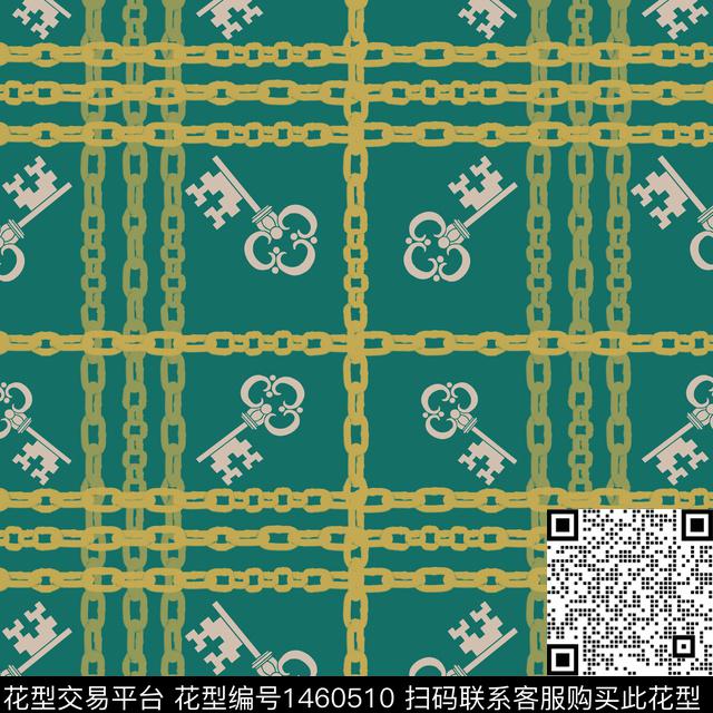 格子链条大牌风传统印花华亿平台下载（图片编号: 1460510） - 瓦栏（Walan）