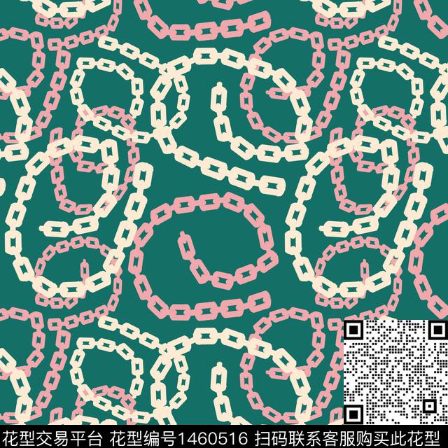 大牌风链条圆圈与波点传统印花华亿平台下载（图片编号: 1460516） - 瓦栏（Walan）