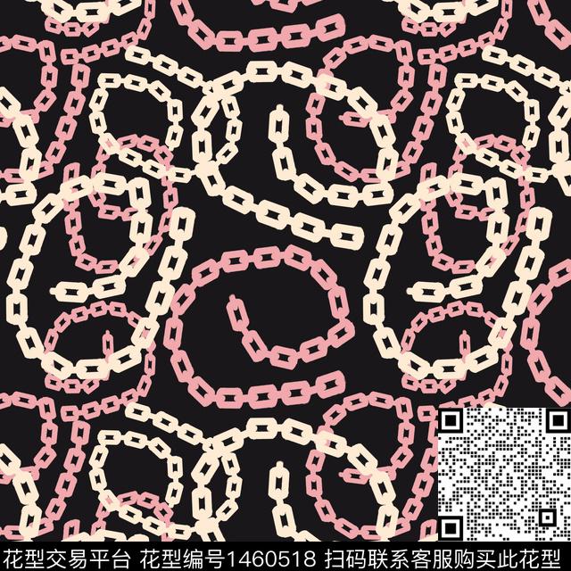 大牌风链条圆圈与波点传统印花华亿平台下载（图片编号: 1460518） - 瓦栏（Walan）