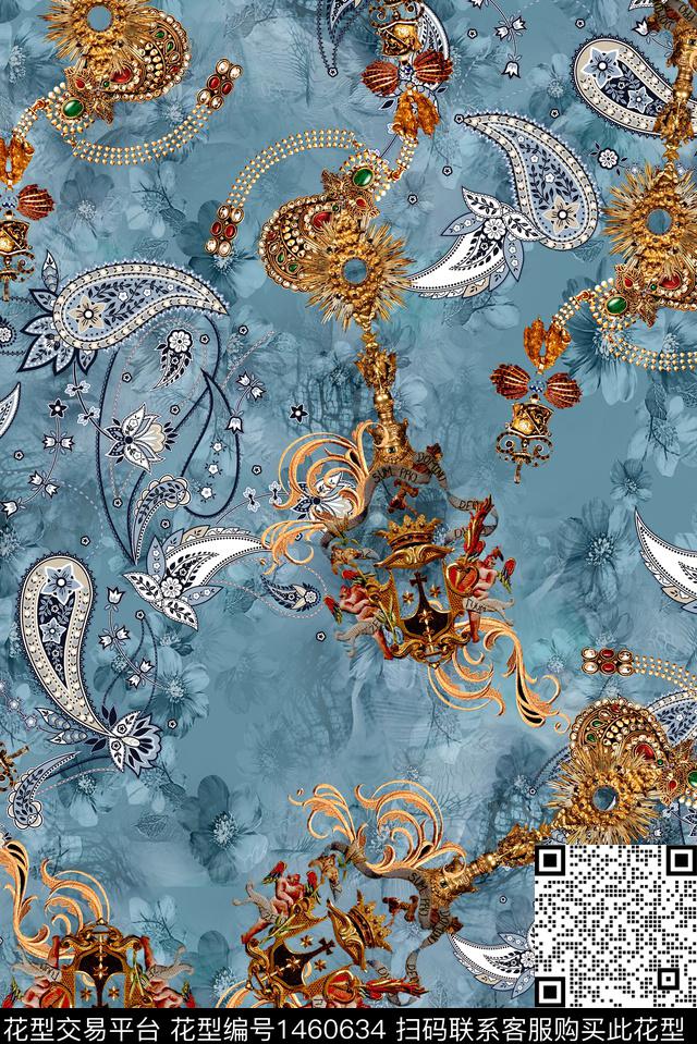 几何花卉女装花卉数码印花华亿平台下载（图片编号: 1460634） - 瓦栏（Walan）