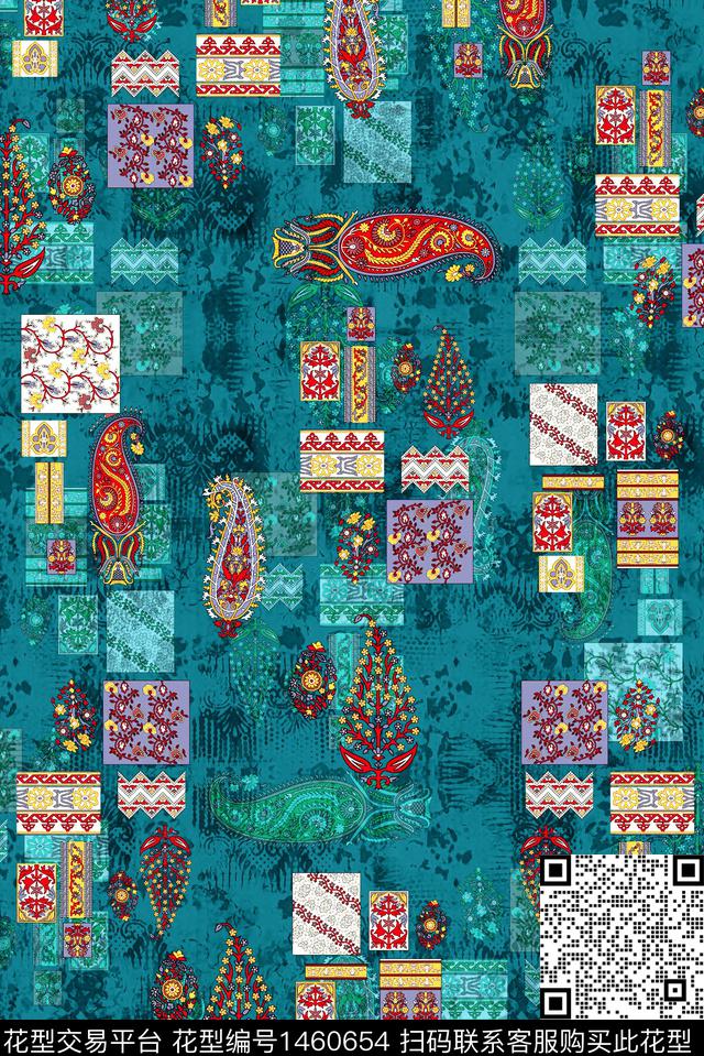 几何花卉女装花卉数码印花华亿平台下载（图片编号: 1460654） - 瓦栏（Walan）