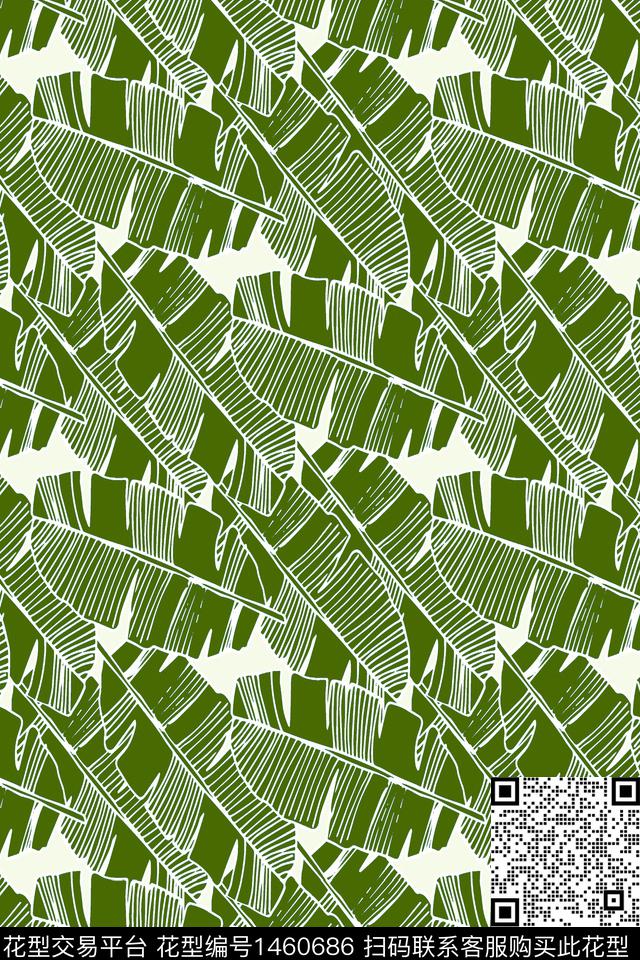 大牌风男装满版花绿色数码印花华亿平台下载（图片编号: 1460686） - 瓦栏（Walan）