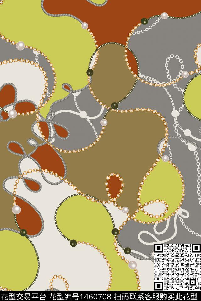 抽象链条年轻女性数码印花华亿平台下载（图片编号: 1460708） - 瓦栏（Walan）
