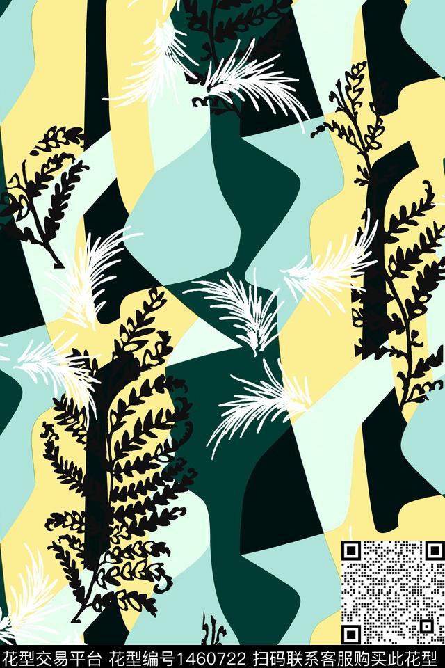 几何抽象花卉小清新数码印花华亿平台下载（图片编号: 1460722） - 瓦栏（Walan）
