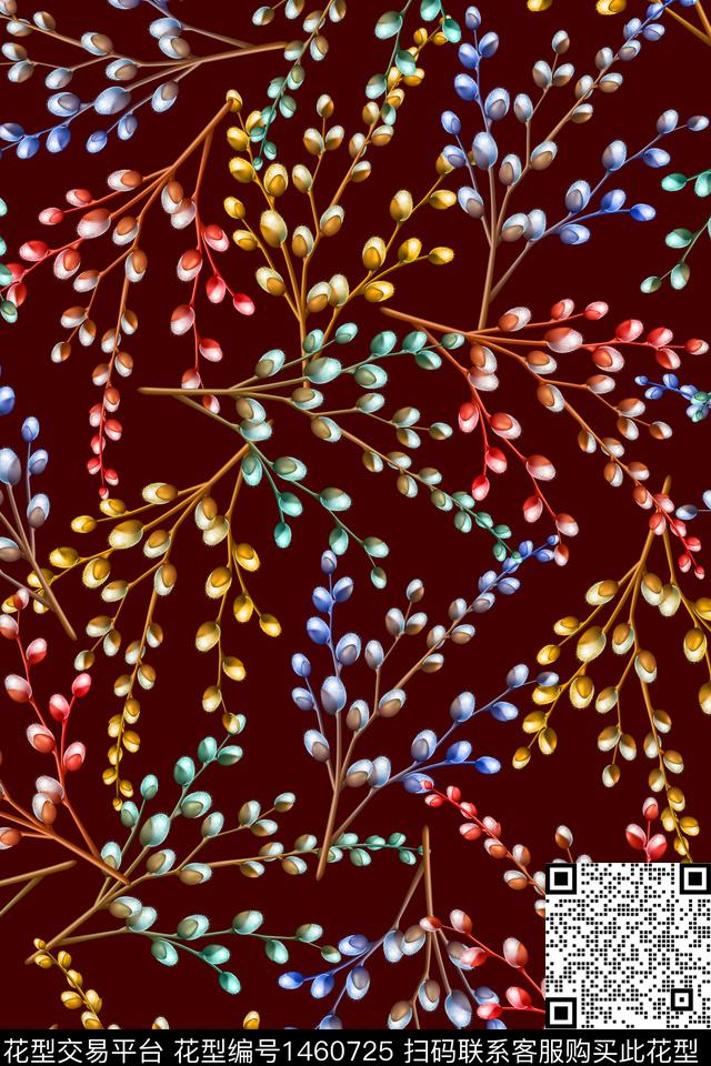 植物树枝小碎花数码印花华亿平台下载（图片编号: 1460725） - 瓦栏（Walan）